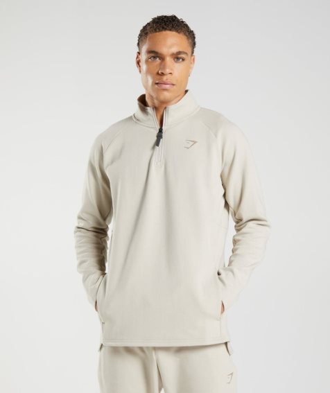 Men's Gymshark Rest Day 1/4 Zip Sweatshirts Cream | NZ 2QVJLS